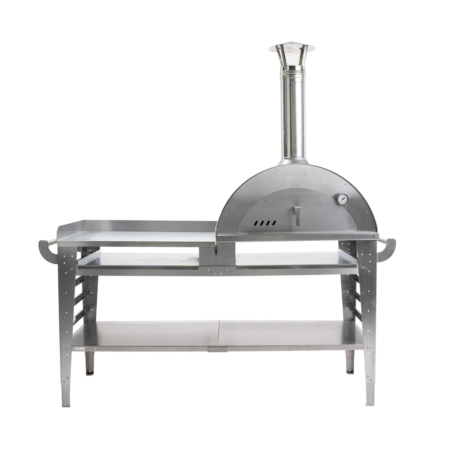 GrillSymbol Wood Fired Pizza Oven with Stand and Side Table Pizzo-XL-Set-Inox