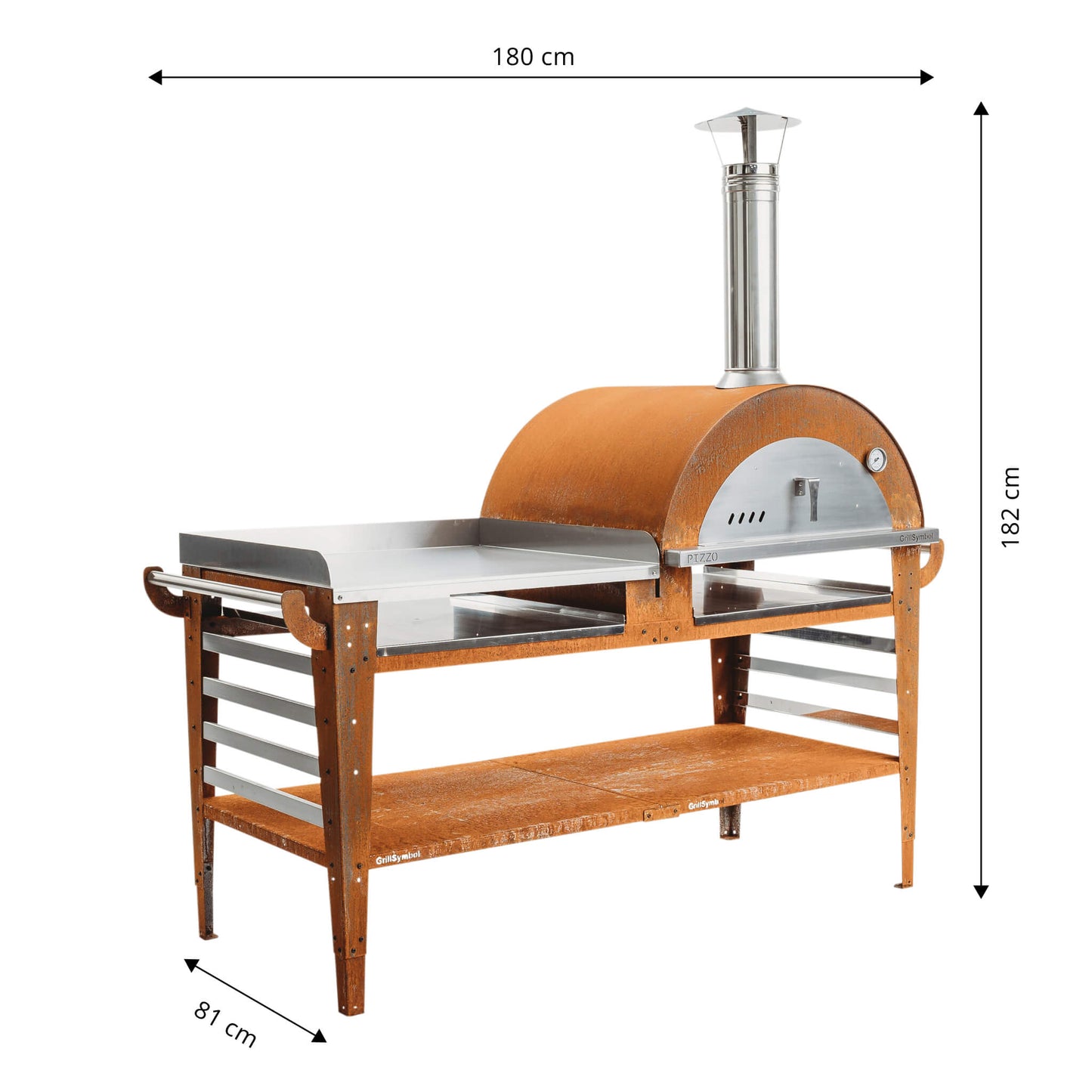GrillSymbol Wood Fired Pizza Oven with Stand and Side Table Pizzo XL Set