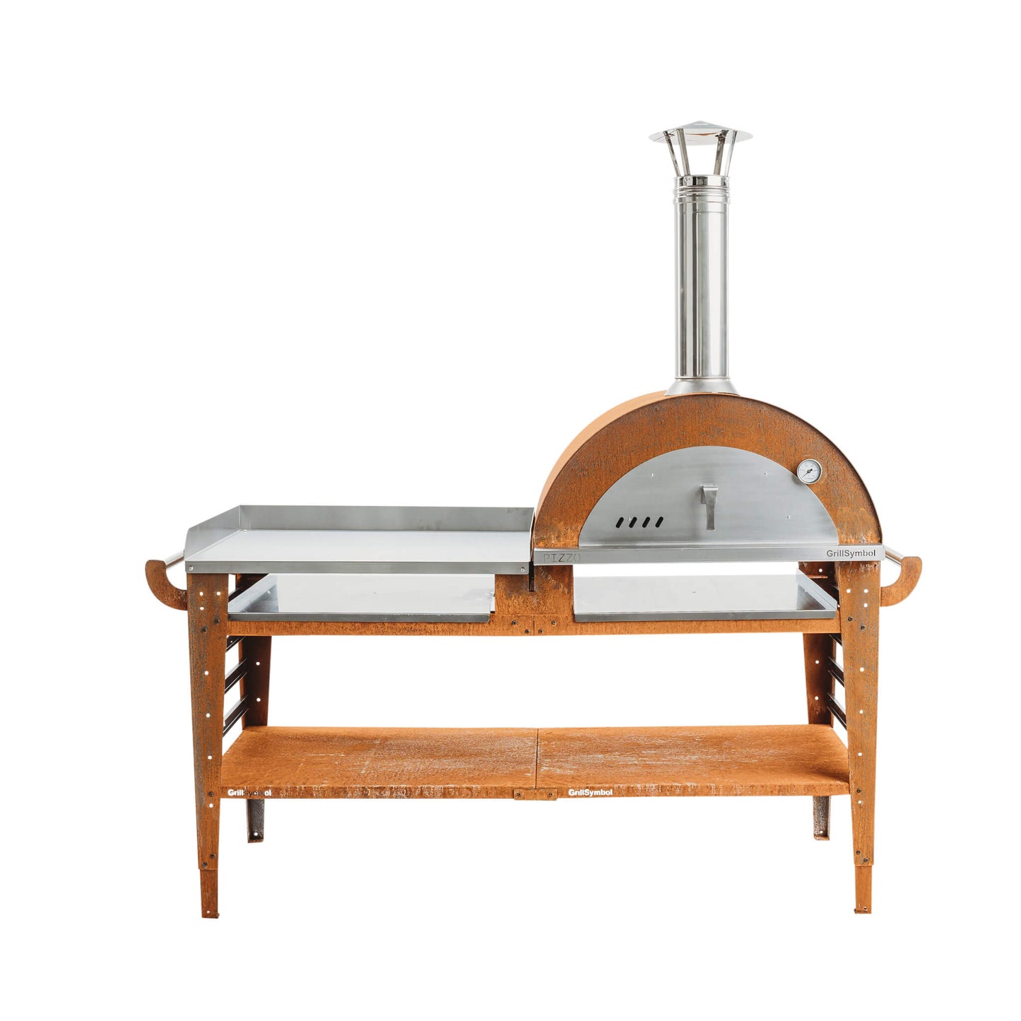 GrillSymbol Wood Fired Pizza Oven with Stand and Side Table Pizzo XL Set