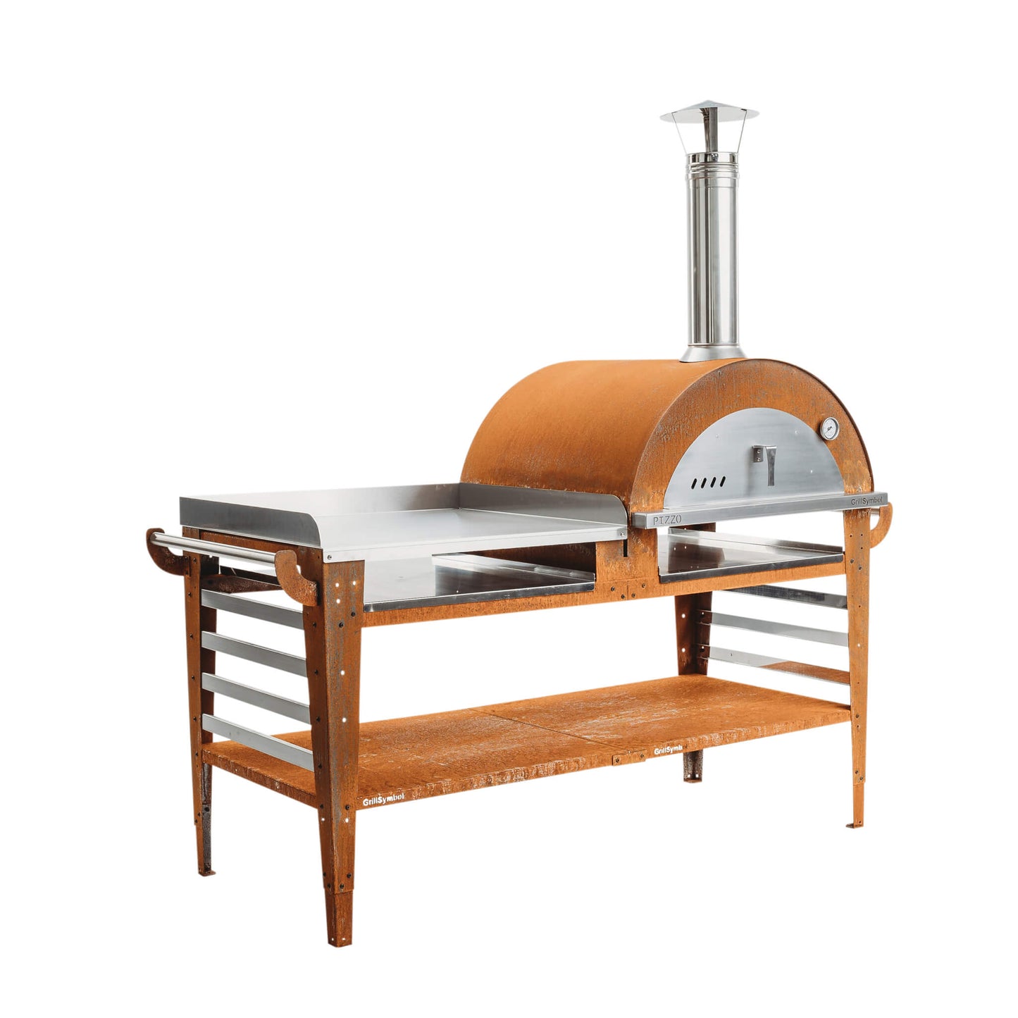 GrillSymbol Wood Fired Pizza Oven with Stand and Side Table Pizzo XL Set
