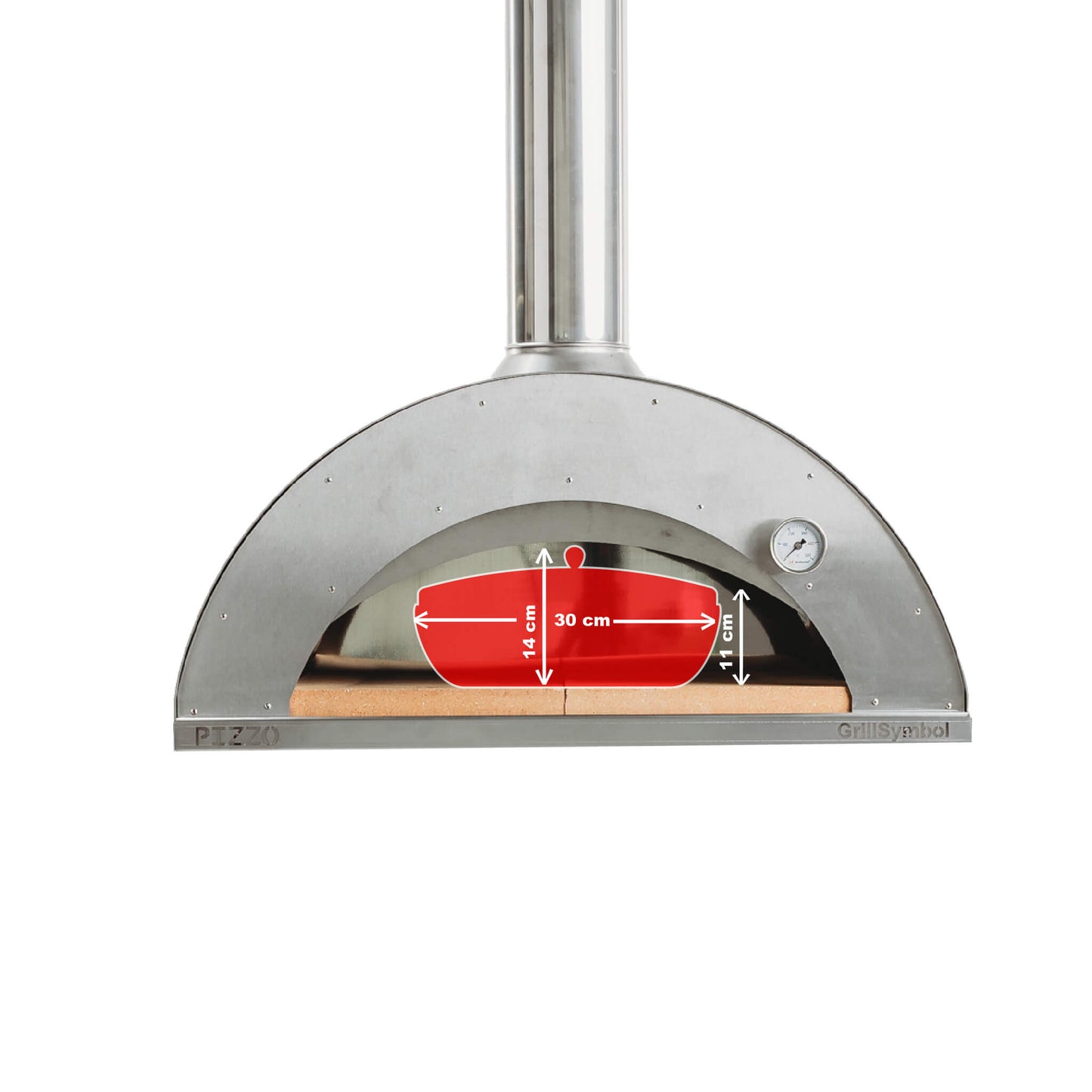 GrillSymbol Wood Fired Pizza Oven with Stand and Side Table Pizzo-XL-Set-Inox