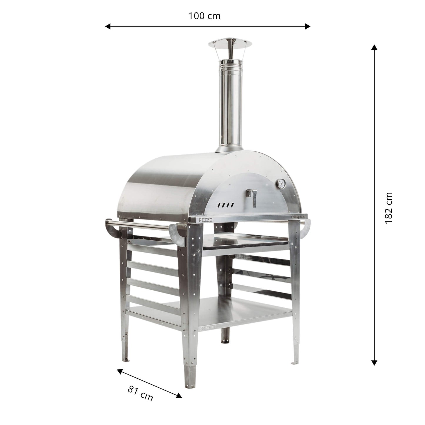 GrillSymbol Wood Fired Pizza Oven With Stand Pizzo-Set-Inox