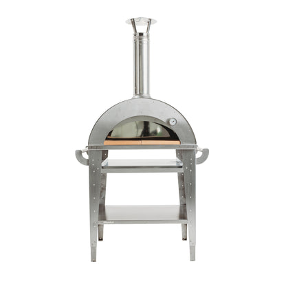 GrillSymbol Wood Fired Pizza Oven with Stand and Side Table Pizzo-XL-Set-Inox
