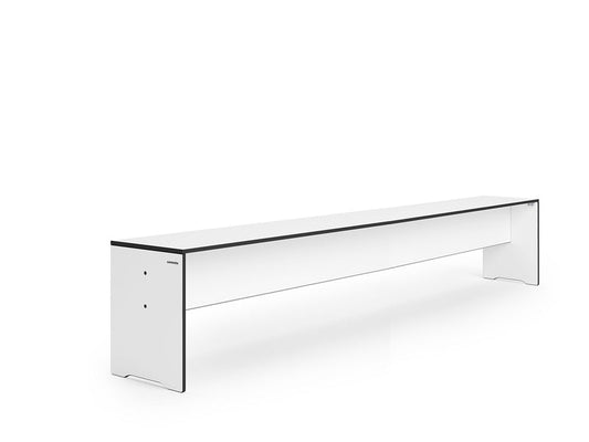 RIVA garden bench by conmoto in minimalist HPL design for modern outdoor or indoor dining
