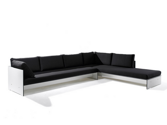 conmoto RIVA Lounge Combination A, modular HPL outdoor sofa, Sunbrella cushions, white, anthracite, taupe, flexible garden seating