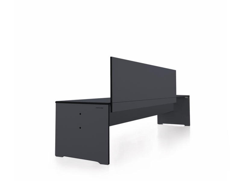 conmoto RIVA anthracite bench with backrest in minimalist HPL design for outdoor dining