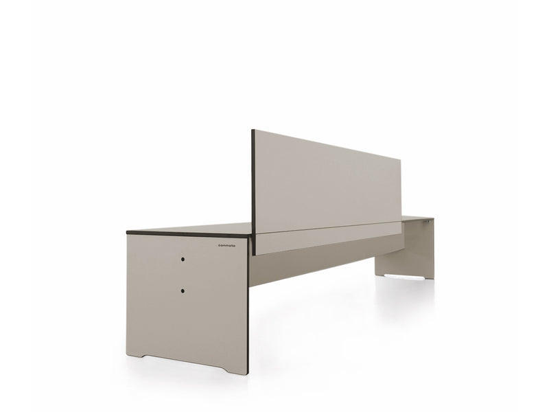 onmoto RIVA taupe bench with backrest in minimalist HPL design for outdoor dining