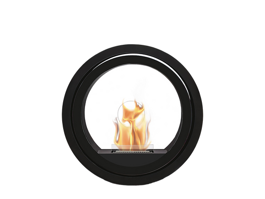 Rollable indoor outdoor fire pit with safety glass panels