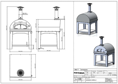 Fontana Marinara Anthracite Wood Pizza Oven Including Trolley