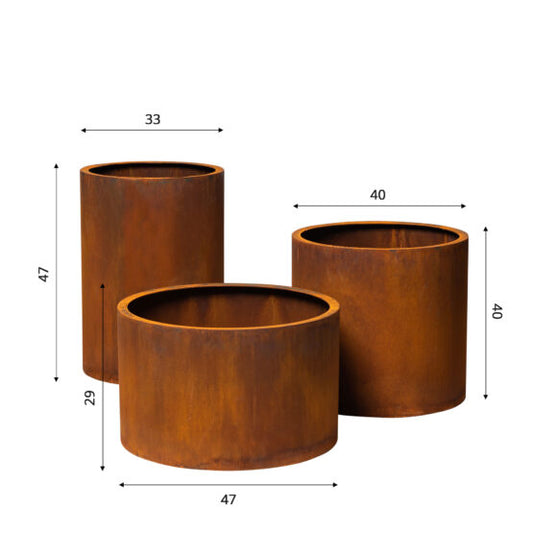 GrillSymbol Mia, Myy & Meri Corten Steel Planter Set – Stylish & Durable