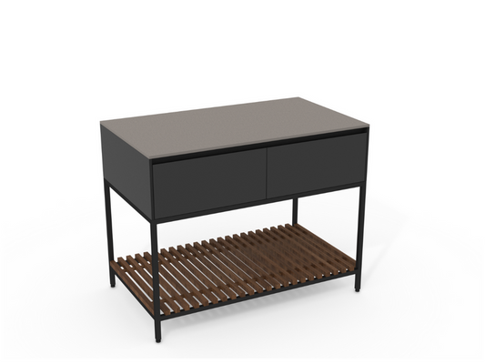 conmoto TICINO Kitchen Frame Drawer 120 modular HPL and stainless steel outdoor base