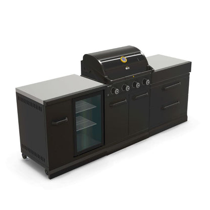 GRLLR Outdoor Kitchen - G4S 4 Burner BBQ, Fridge and Storage Unit