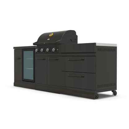 GRLLR Outdoor Kitchen - G4S 4 Burner BBQ, Fridge and Storage Unit