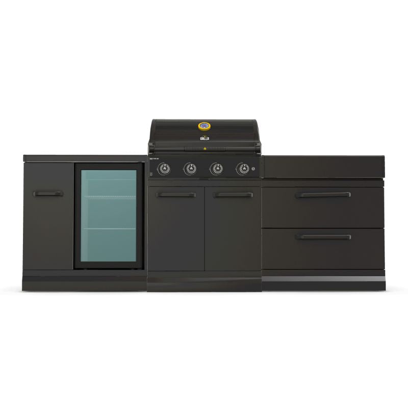 GRLLR Outdoor Kitchen - G4S 4 Burner BBQ, Fridge and Storage Unit