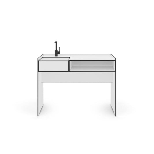 conmoto SOLUS small outdoor kitchen in minimalist HPL design on modern terrace