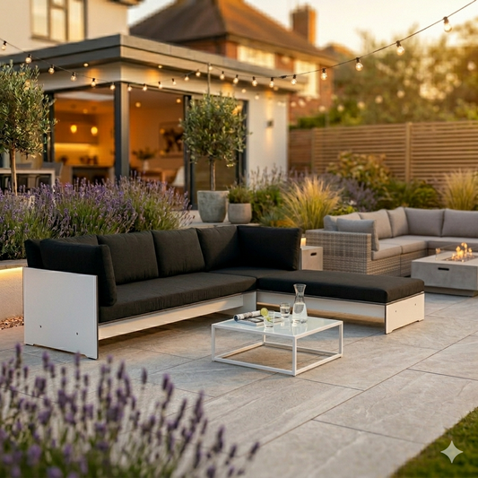 conmoto RIVA Lounge Combination A – Modular Outdoor Sofa in luxury UK garden