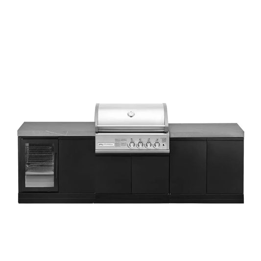 GrandPro 272 Crossray Grill 4 Burner Outdoor Kitchen with Fridge