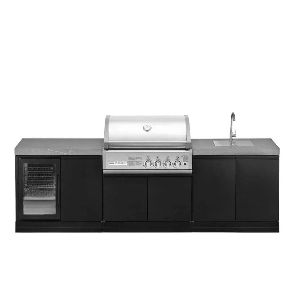 GrandPro 272 Crossray Grill 4 Burner Outdoor Kitchen with Fridge & Sink