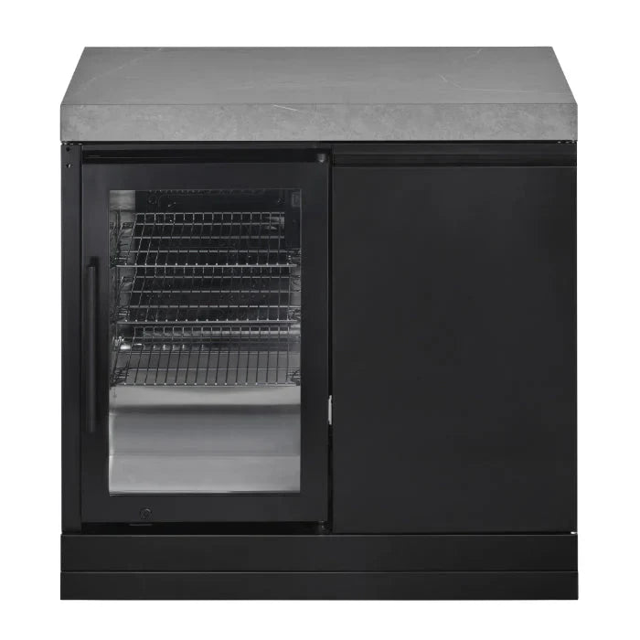 Grandhall modular outdoor kitchen fridge cabinet black finish