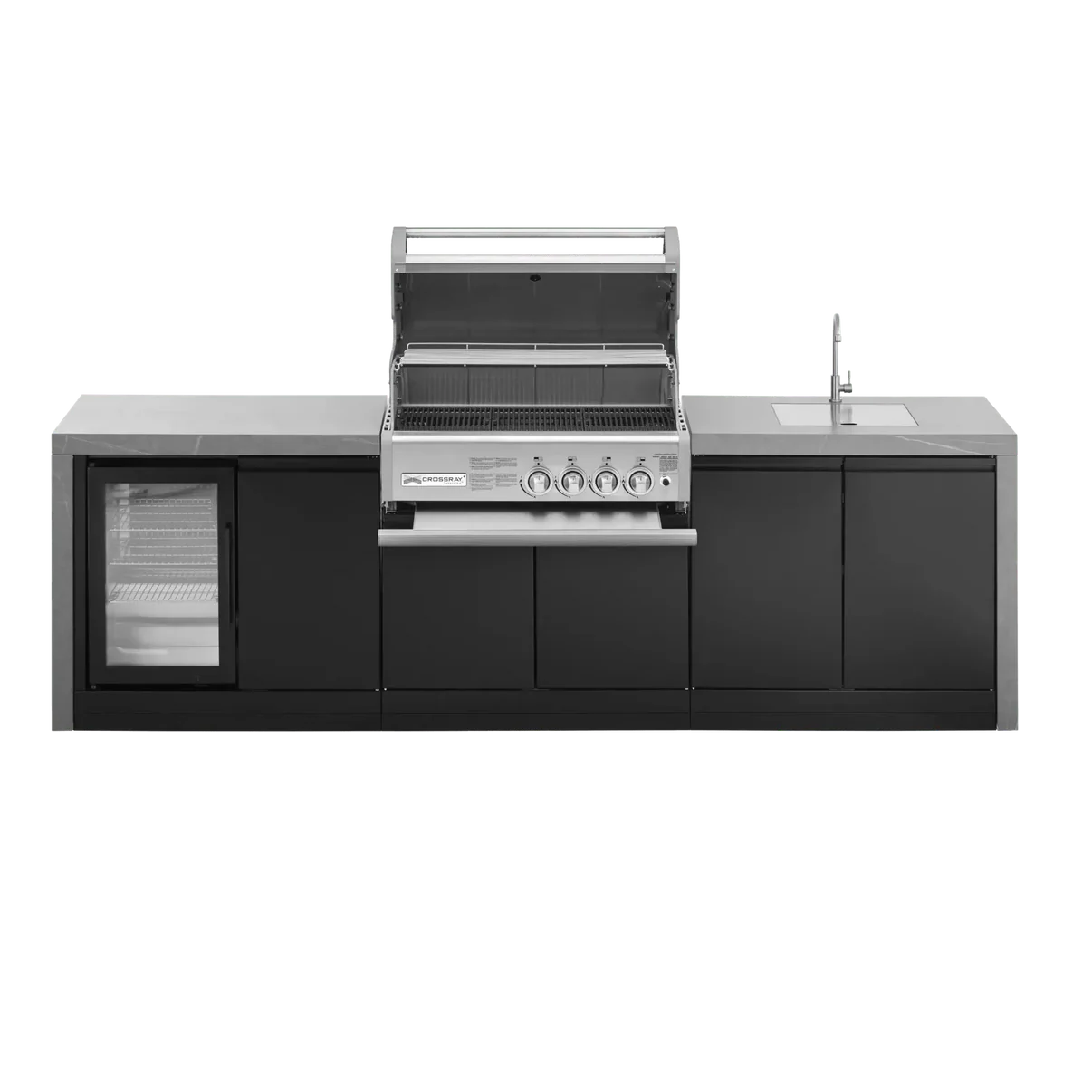 GrandPro 284 Crossray Outdoor Kitchen with Fridge & Sink Waterfall Edition