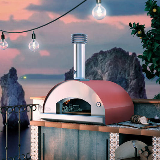 Fontana Marinara Rosso Wood Pizza Oven with Trolley | Outdoor Pizza Oven