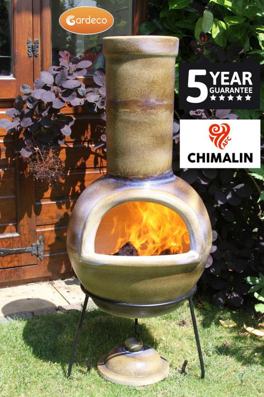 Gardeco Sempra Large Chimalin AFC Chimenea Glazed Matt Brown