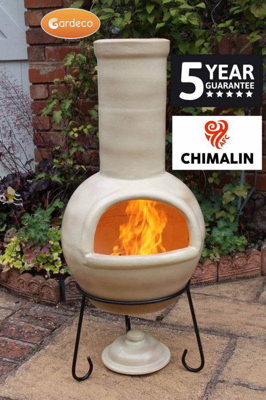 Gardeco Sempra Large Chimalin AFC Chimenea Glazed Cappucino
