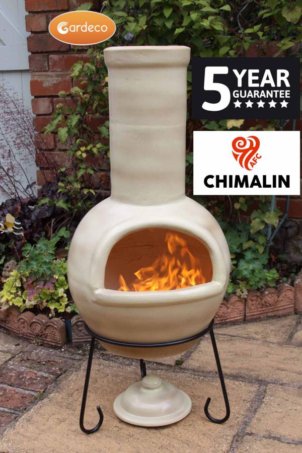 Gardeco Sempra Large Chimalin AFC Chimenea Glazed Cappucino