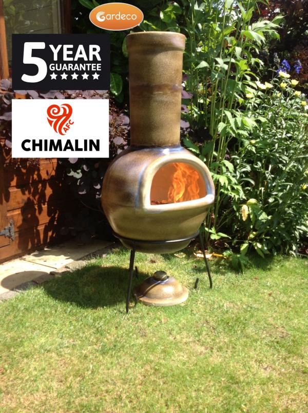 Gardeco Sempra Large Chimalin AFC Chimenea Glazed Matt Brown