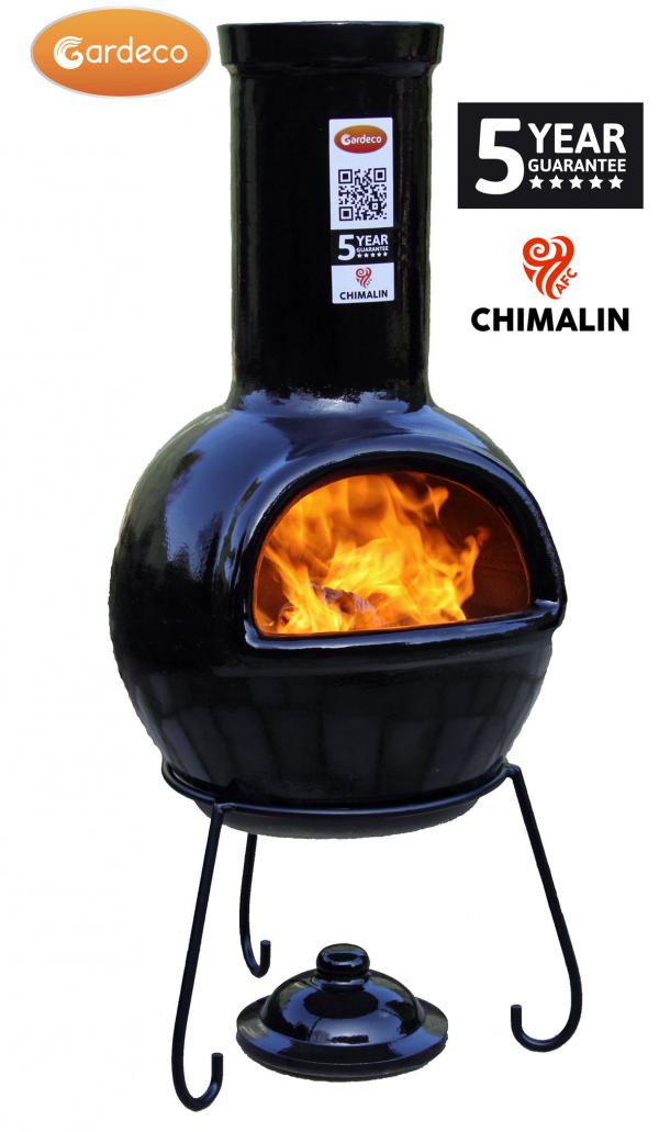 Gardeco Sempra Large Chimalin AFC Chimenea Glazed Black