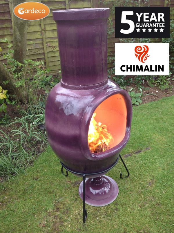 Gardeco Asteria XL Chimalin AFC Chimenea Glazed Purple