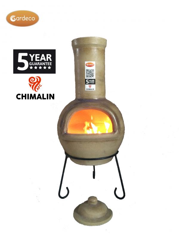 Gardeco Sempra Large Chimalin AFC Chimenea Glazed Matt Brown