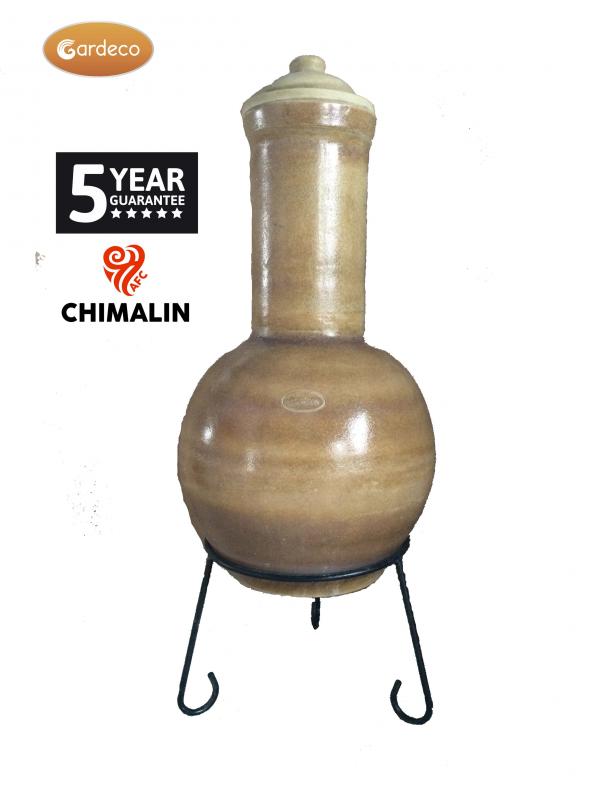 Gardeco Sempra Large Chimalin AFC Chimenea Glazed Matt Brown