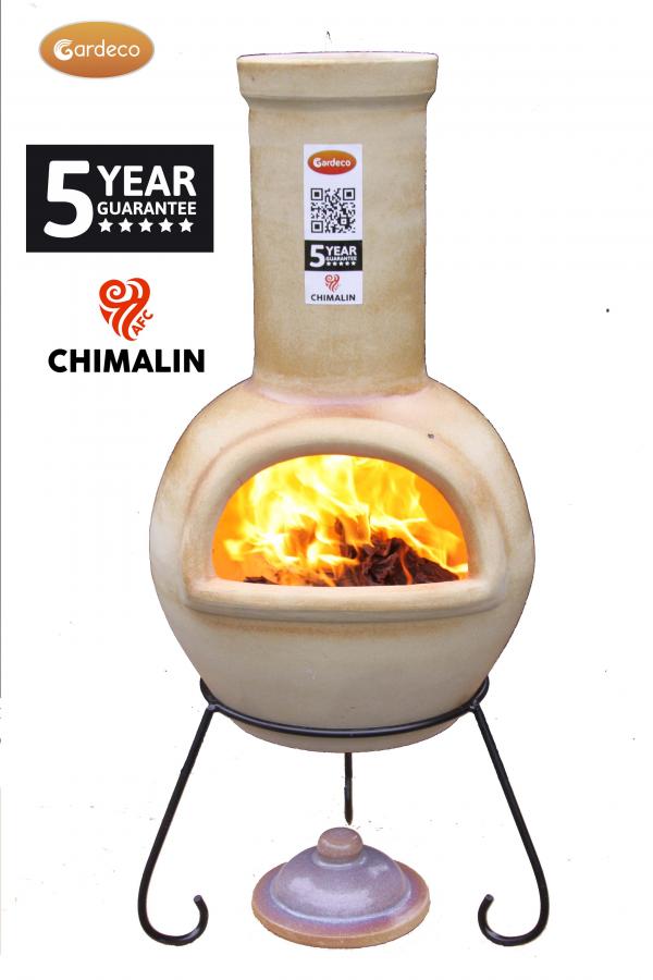 Gardeco Sempra Large Chimalin AFC Chimenea Glazed Cappucino