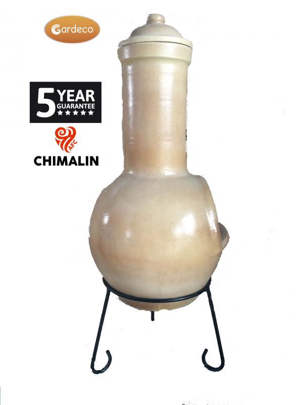 Gardeco Sempra Large Chimalin AFC Chimenea Glazed Cappucino