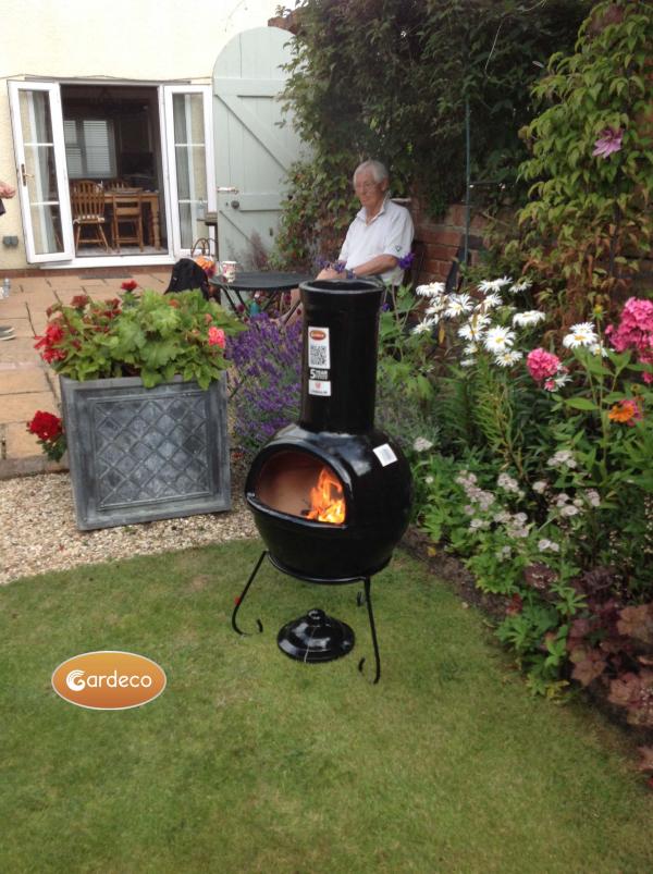 Gardeco Sempra Large Chimalin AFC Chimenea Glazed Black