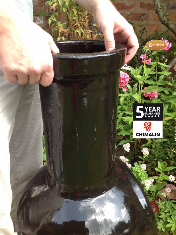 Gardeco Sempra Large Chimalin AFC Chimenea Glazed Black