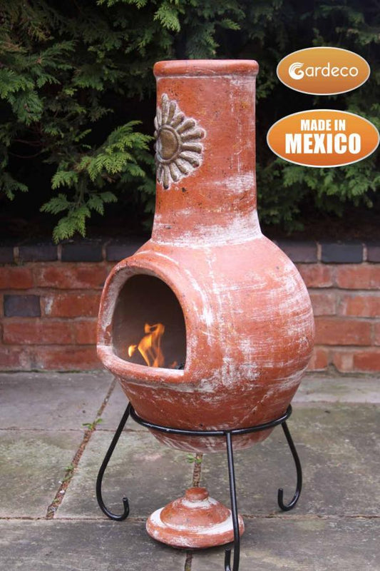 Gardeco Sol Large Mexican Chimenea Rustic Orange