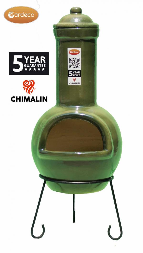 Gardeco Sempra Large Chimalin AFC Chimenea Glazed Green