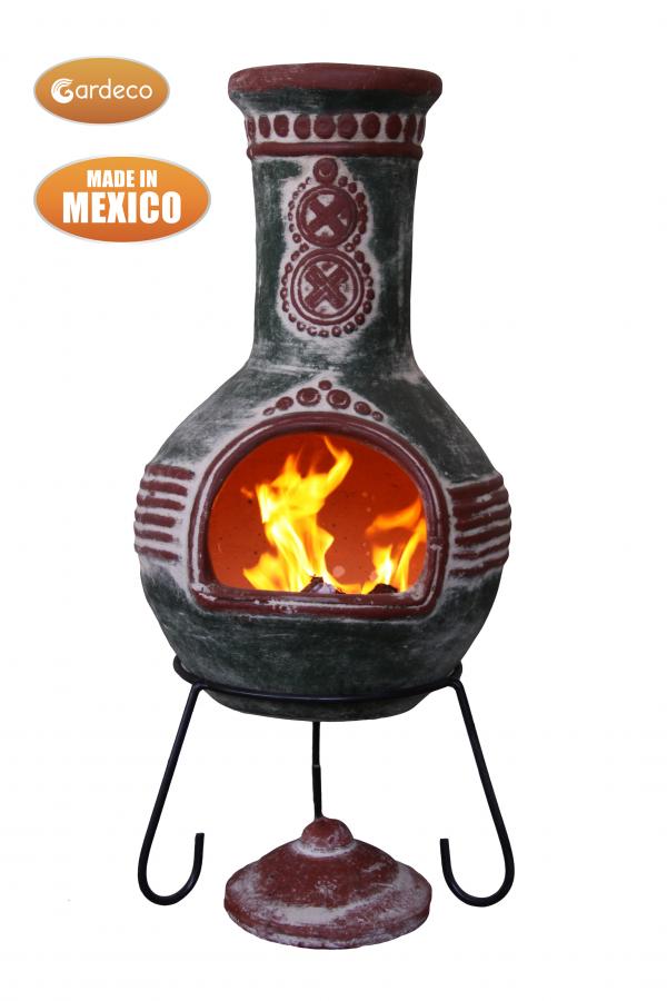 Gardeco Azteca X-Large Mexican Chimenea Green and Red