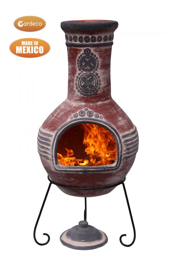 Gardeco Azteca X-Large Mexican Chimenea Red and Grey