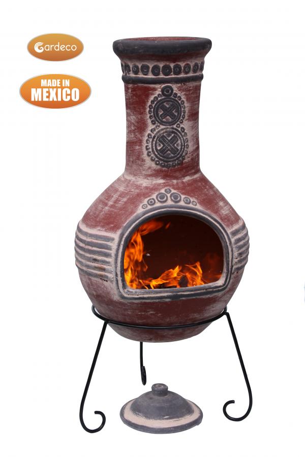 Gardeco Azteca X-Large Mexican Chimenea Red and Grey