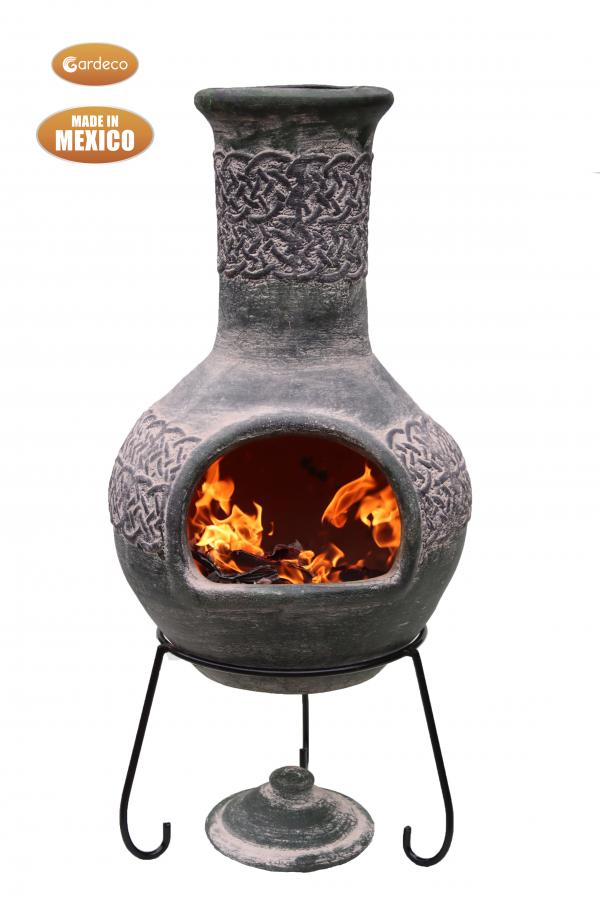 Gardeco XL Edyth Mex Chimenea Celtic Style in Grey/Green Finish