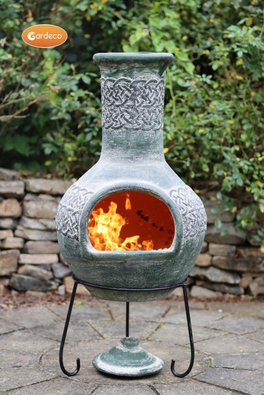 Gardeco XL Edyth Mex Chimenea Celtic Style in Grey/Green Finish