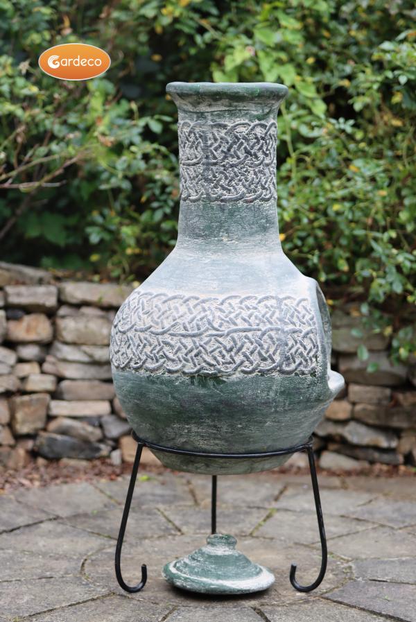 Gardeco XL Edyth Mex Chimenea Celtic Style in Grey/Green Finish