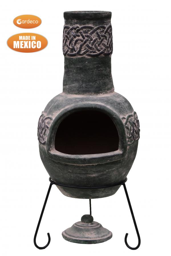 Gardeco Large Edyth Mex Chimenea Celtic Style in Grey/Green Finish